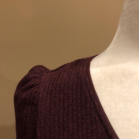 American Rag Burgundy Ribbed Sweater Dress with Bell Sleeve Detail, Size M - Picture 2 of 7